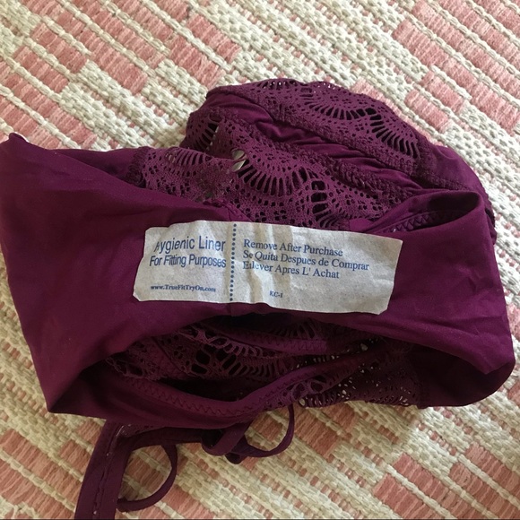 NWT Becca One Piece Purple Crochet Swimsuit M - Picture 6 of 8